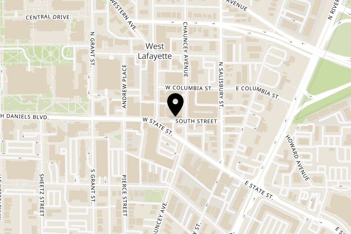 Map showing the location of MAJÉ Sushi West Lafayette on 204 South St in West Lafayette
